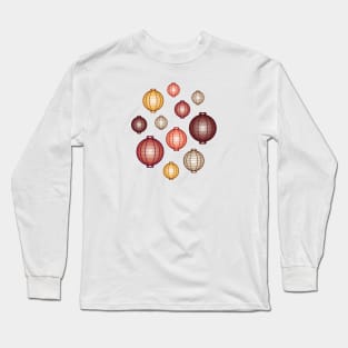 Lanterns | Mid Autumn Festival | Maroon Orange Gray Long Sleeve T-Shirt